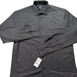 Society Of Threads Dress Shirt Black Micro Dot No-Iron Slim Fit Men's Medium NWT